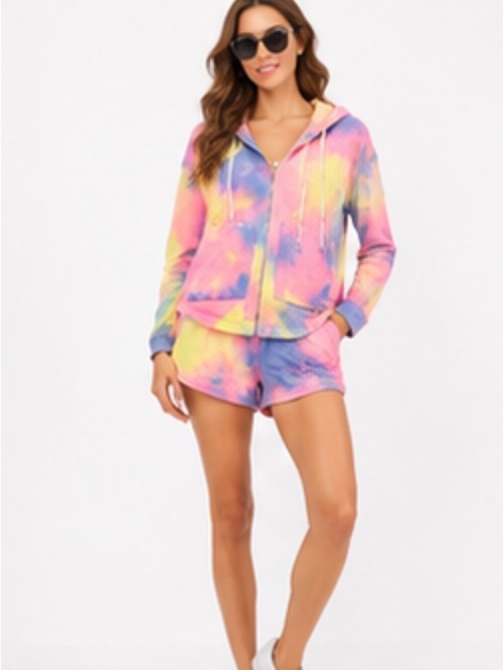 Rosevelvet Tie Dye Lounge Set Hoodie Shorts 2 Piece Small NWT Boutique